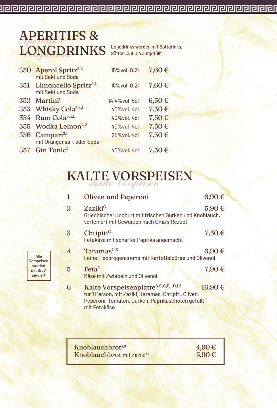 Restaurant Meteora Berlin - Pankow Speisekarte 2